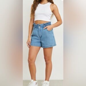 Forever 21 Light Blue Denim Paperbag Waist Shorts